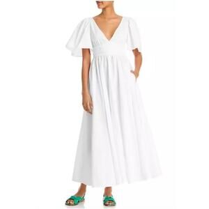 Rhode Resort Margot Maxi Dress White Cotton Flutter Sleeve Sz 14 $485 Luxury